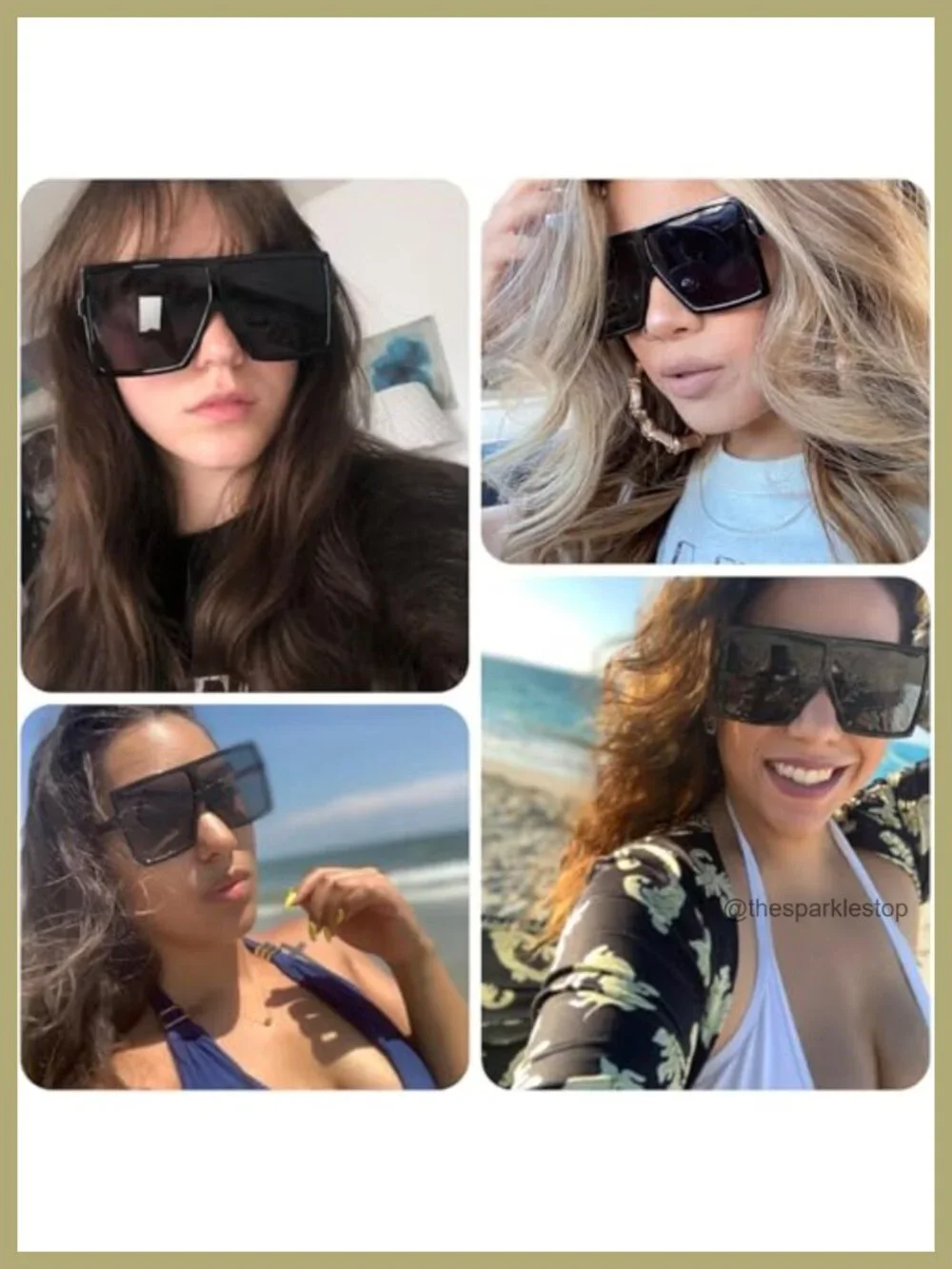 Oversized Square Sunglasses Women UV400 Large Flat Top Lightweight Unisex Shades